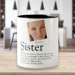 Modern Fun Sister Definition Photo Two-Tone Coffee Mug<br><div class="desc">Personalize the photo and text for your sister to create a unique gift. A perfect way to show her how amazing she is every day. Designed by Thisisnotme©</div>