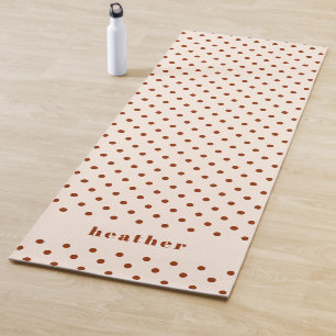 Modern Fun Terracotta Polka Dots Name Yoga Mat