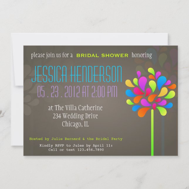 Modern & Fun Tree Rainbow Bridal Shower Invitation (Front)