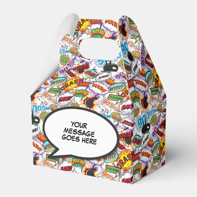 Modern Fun Trendy Personalized Comic Book Favor Box (Front Side)