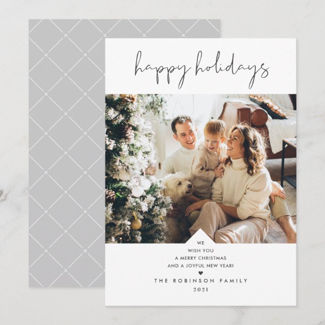 Modern Fun Typography Dark Grey Christmas Photo Holiday Card (Front/Back)