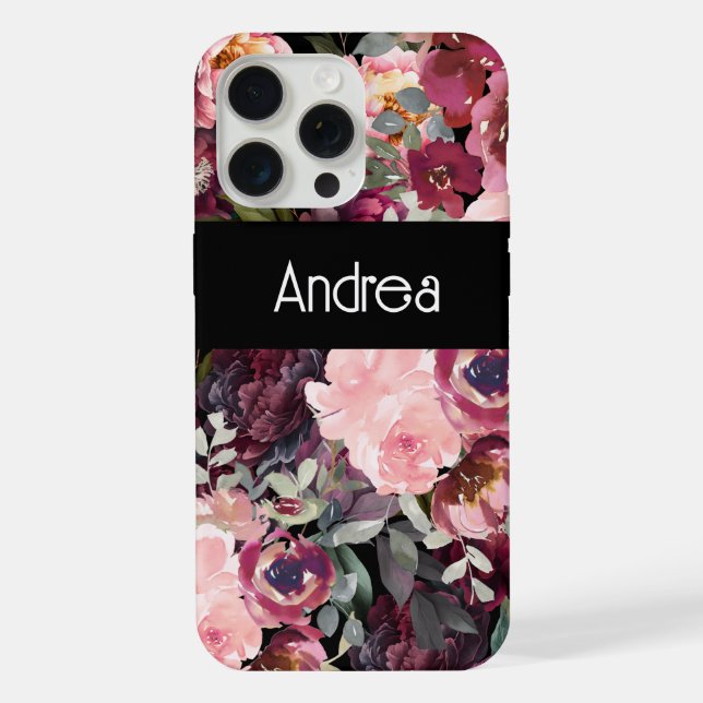 Modern Fun Typography floral background iPhone Case (Back)