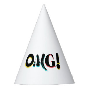 Modern, fun, vibrant, bold, trendy design of OMG! Party Hat