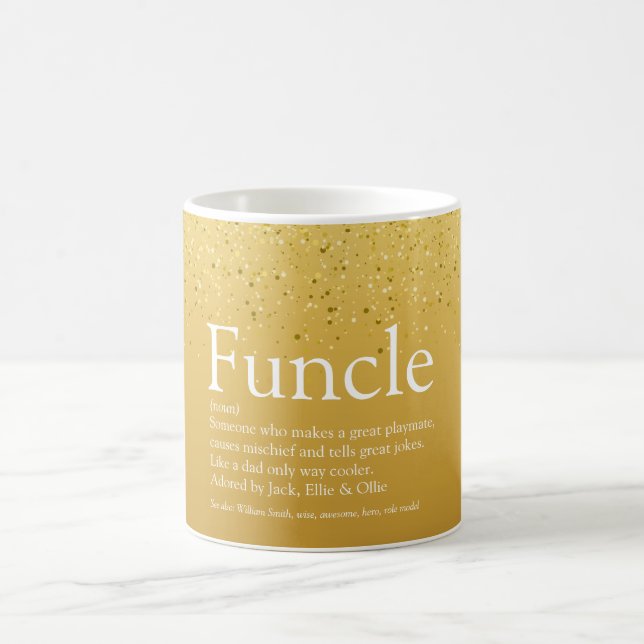 Modern Funcle, Uncle Definition Gold Glitter Fun Coffee Mug (Center)
