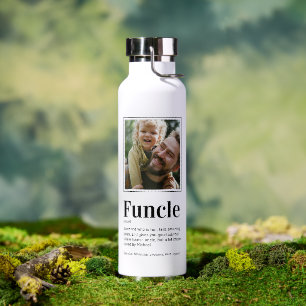 Modern Funcle Uncle Photo Water Bottle