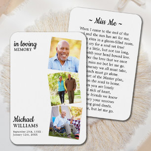Modern Funeral 3 Photo Silk Memorial Prayer Card