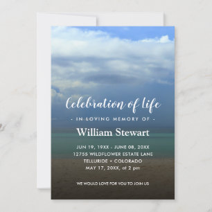 Modern Funeral Beach Celebration of Life Invitation