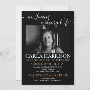 Modern Funeral Black and white Invitation