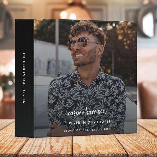 Modern Funeral Celebration of Life Memorial Black Binder (Creator Uploaded)