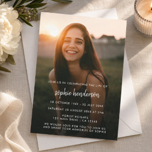 Modern Funeral Celebration of Life Photo Invitation