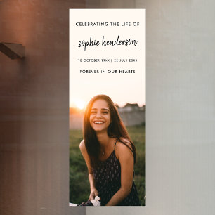 Modern Funeral   Celebration of Life Photo Script Window Cling