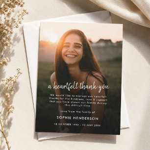 Modern Funeral   Celebration of Life Photo Thank You Card