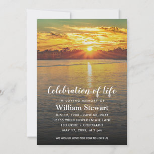 Modern Funeral   Celebration of Life Sunset Invitation