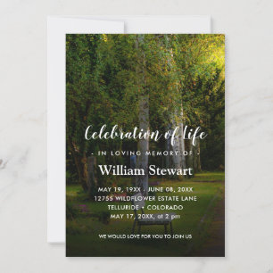 Modern Funeral Forest Celebration of Life Invitation