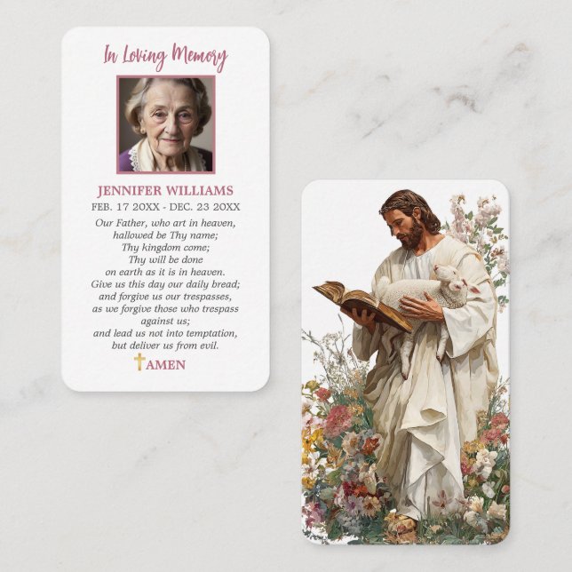 Modern Funeral Jesus Prayer Card Good Shepherd (Front/Back)