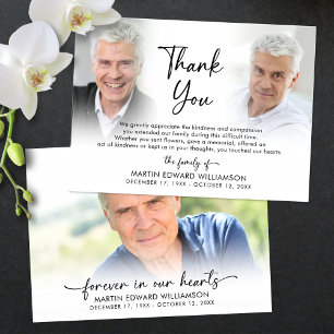 Modern Funeral Memorial 3 Photos Thank You Card