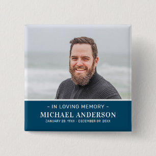Modern Funeral Memorial Photo Remembrance  Button