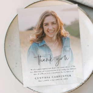 Modern Funeral Memorial Photo Thank You Card