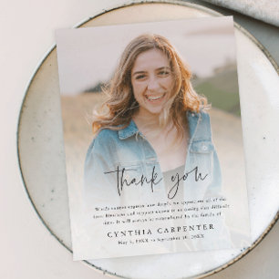 Modern Funeral Memorial Photo Thank You Postcard