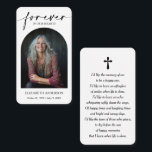 Modern Funeral Memorial Prayer Photo Card<br><div class="desc">A simple memorial card features "Forever in our Hearts" with your loved one's photo, name and birth-death dates on the front, and a cross with a poem on the back (can be changed to your own words.) Beautiful for a treasured bookmark keepsake for funeral services, wakes and celebration of life...</div>