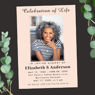 Modern Funeral photo   Celebration of Life Minimal Invitation