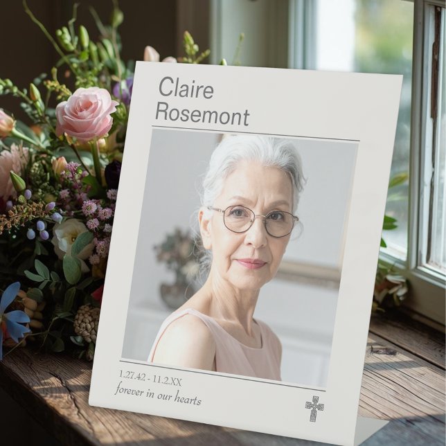 Modern Funeral Photo Cross Pedestal Sign (Modern Funeral Photo Cross Pedestal Sign
)