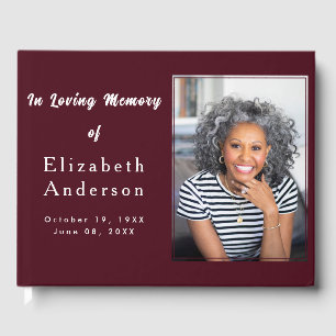 Modern Funeral photo   In Loving Memory Minimalist Guest Book