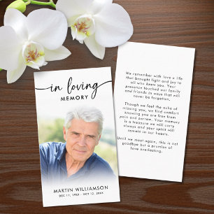 Modern Funeral Photo Loving Memory Prayer Card