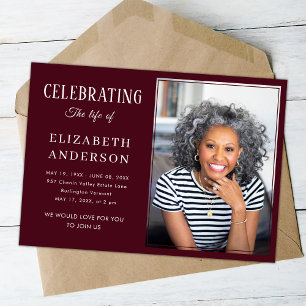 Modern Funeral photo Minimalist Simple Script Invitation