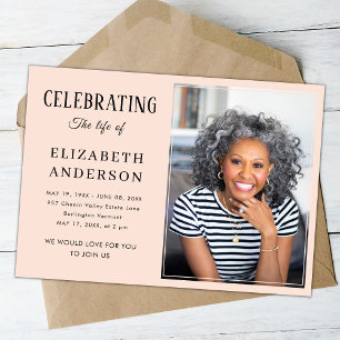 Modern Funeral photo Minimalist Simple Script Invitation