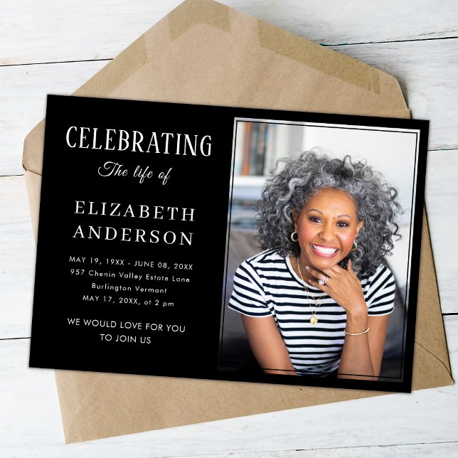 Modern Funeral photo Minimalist Simple Script Invitation (Creator Uploaded)