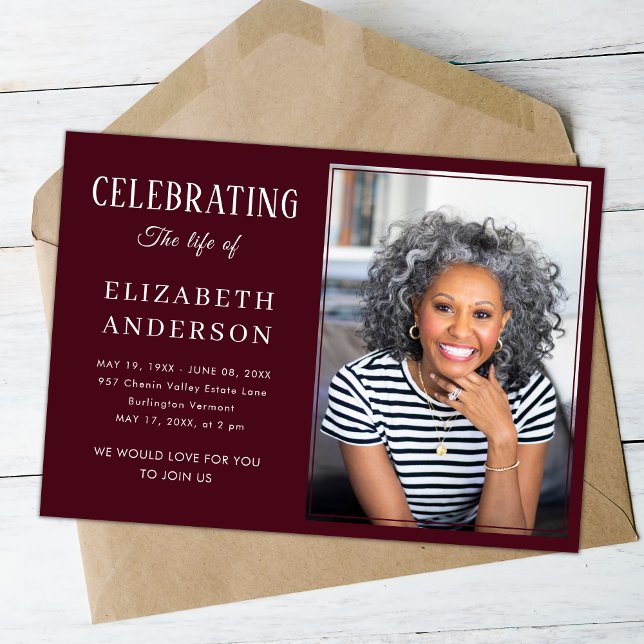 Modern Funeral photo Minimalist Simple Script Invitation (Creator Uploaded)