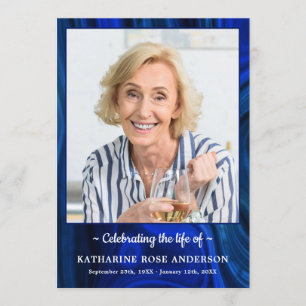 Modern Funeral Photo Order Of Service Blue Marble  Program