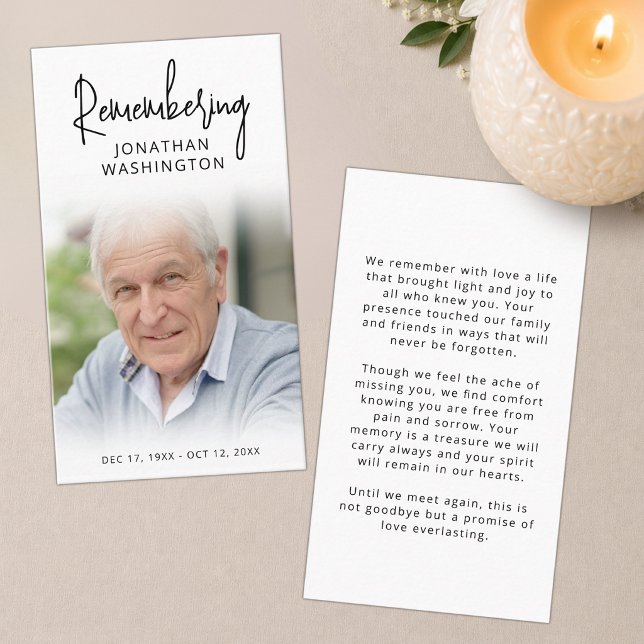 Modern Funeral Photo Remembering Name Prayer Card (Creator Uploaded)