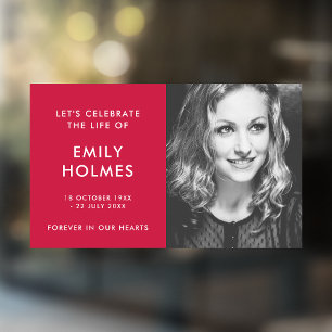 Modern Funeral   Pink Celebration of Life Memorial Window Cling