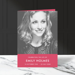 Modern Funeral   Pink Order of Service Folded Program