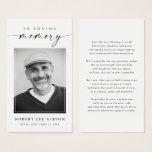 Modern Funeral Sympathy Photo Memorial Prayer Card<br><div class="desc">Celebrate the life and honour the memory of your loved one with our Modern Funeral Sympathy Photo Memorial Prayer Cards. These custom personalized prayer cards are a heartfelt way to pay tribute and offer sympathy during a difficult time. With their simple and minimalist design, these elegant remembrance cards capture the...</div>