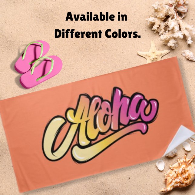 Modern Funky Coral | Faded Orange Aloha  Beach Towel (Creator Uploaded)