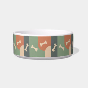 Modern Funky Dog Bone Sage Terracotta Tan Pet Bowl