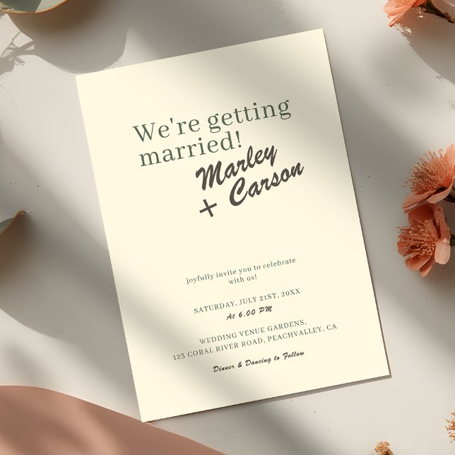 Modern Funky Minimalist Pastel Ivory Wedding Invitation (Creator Uploaded)
