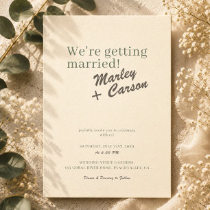 Modern Funky Minimalist Pastel Ivory Wedding Invitation