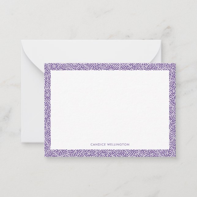 Modern Funky Purple Abstract Geometric Note Card (Front)