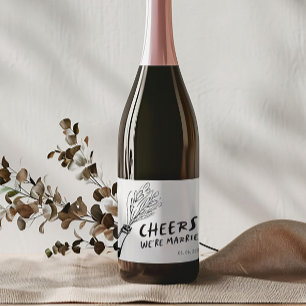 Modern Funky Retro Wedding Sparkling Wine Label