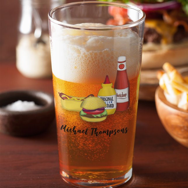Modern Funny BBQ Personalized  Glass (BBQ Beer glass)