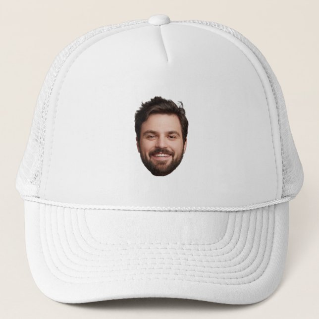 Modern Funny Birthday Party Custom Picture Face Trucker Hat (Front)
