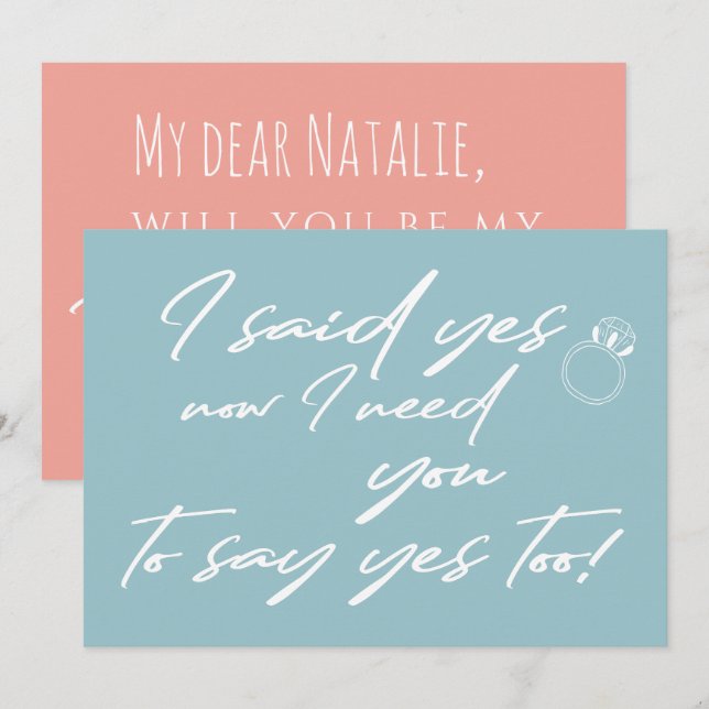 Modern funny bridesmaid typography proposal invitation (Front/Back)