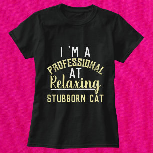 Modern Funny Cat Script Personalized Women Black T-Shirt
