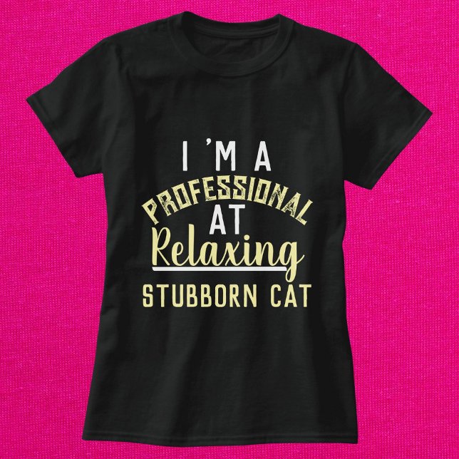 Modern Funny Cat Script Personalized Women Black T-Shirt (Creator Uploaded)