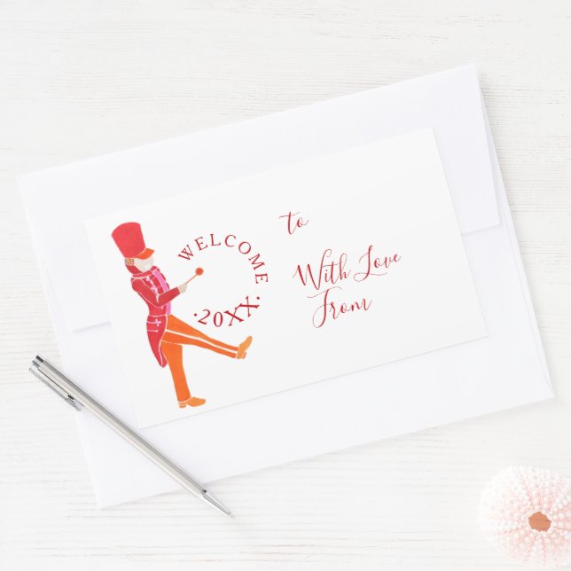 Modern Funny Christmas Nutcracker Drummer Sticker (Envelope)