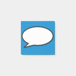 Modern Funny Comic Book Speech Bubble Blue Post-it Notes